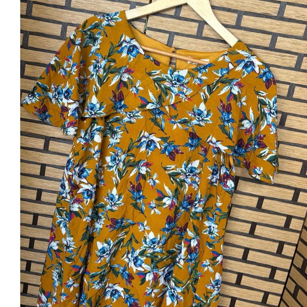 Entro Gold Floral Dress Size Medium - Picture 3 of 9